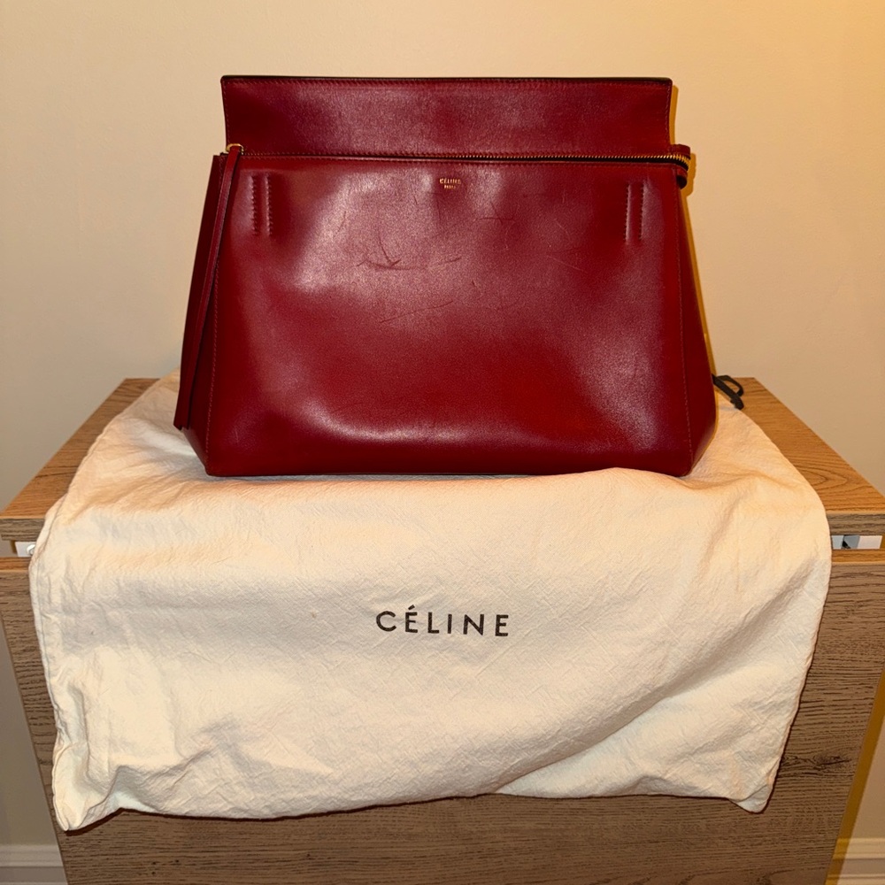 Celine Phoebe Philo Medium Edge Bag in Red Leather - Picture 3 of 11
